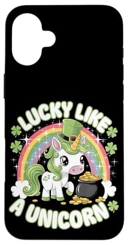 Niedliches St. Patrick's Day Lucky Like A Unicorn Girls Hülle für iPhone 16 Plus von St. Paddys Day Shamrock Animal Lover Children Tees