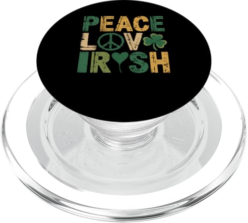 Peace Love Kleeblatt mit Aufdruck zum irischen St. Patrick's Day PopSockets PopGrip für MagSafe von St. Patricks Day Men Women Clothing