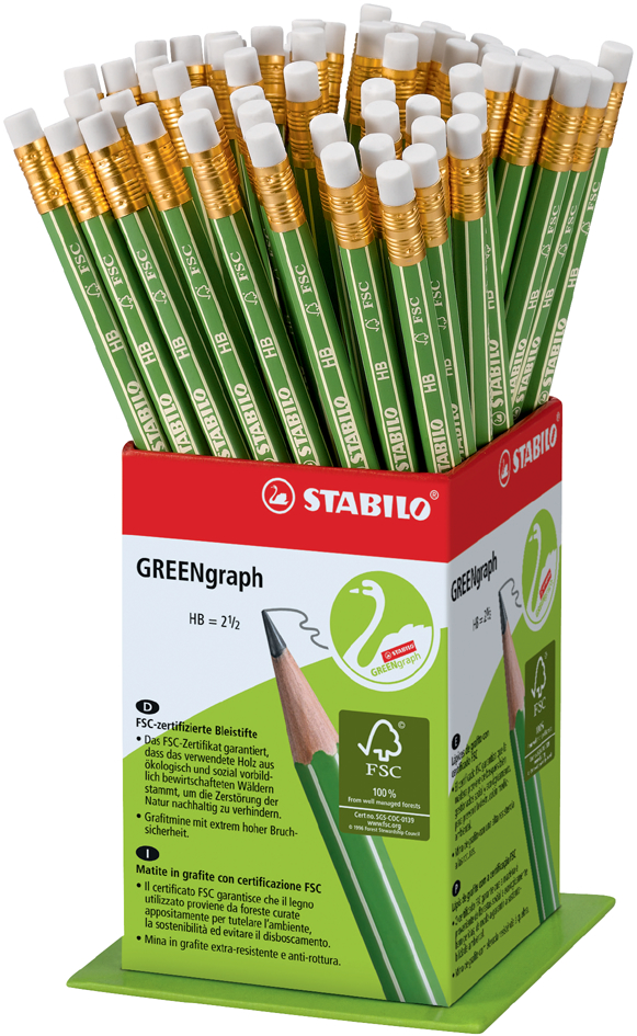 STABILO Bleistift GREENgraph, Härtegrad: HB, 60er Display von Stabilo