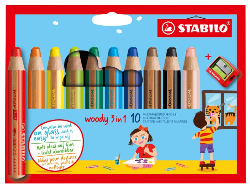 STABILO Multitalentstift woody 3 in 1, 10er Kartonetui von Stabilo