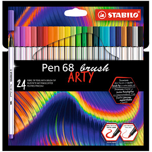 STABILO Pen 68 brush ARTY Filzstifte farbsortiert, 24 St. von Stabilo