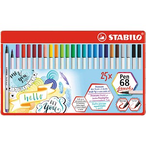 STABILO Pen 68 brush Brush-Pens farbsortiert, 25 St. von Stabilo