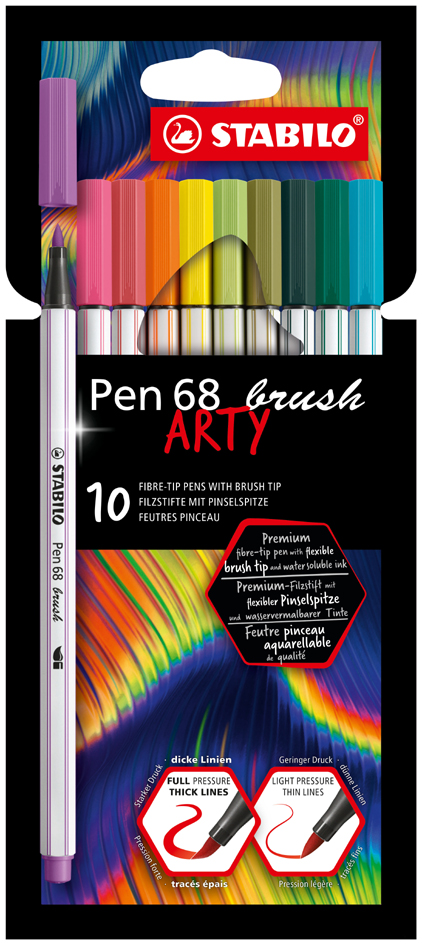 STABILO Pinselstift Pen 68 brush ARTY, 12er Kartonetui von Stabilo