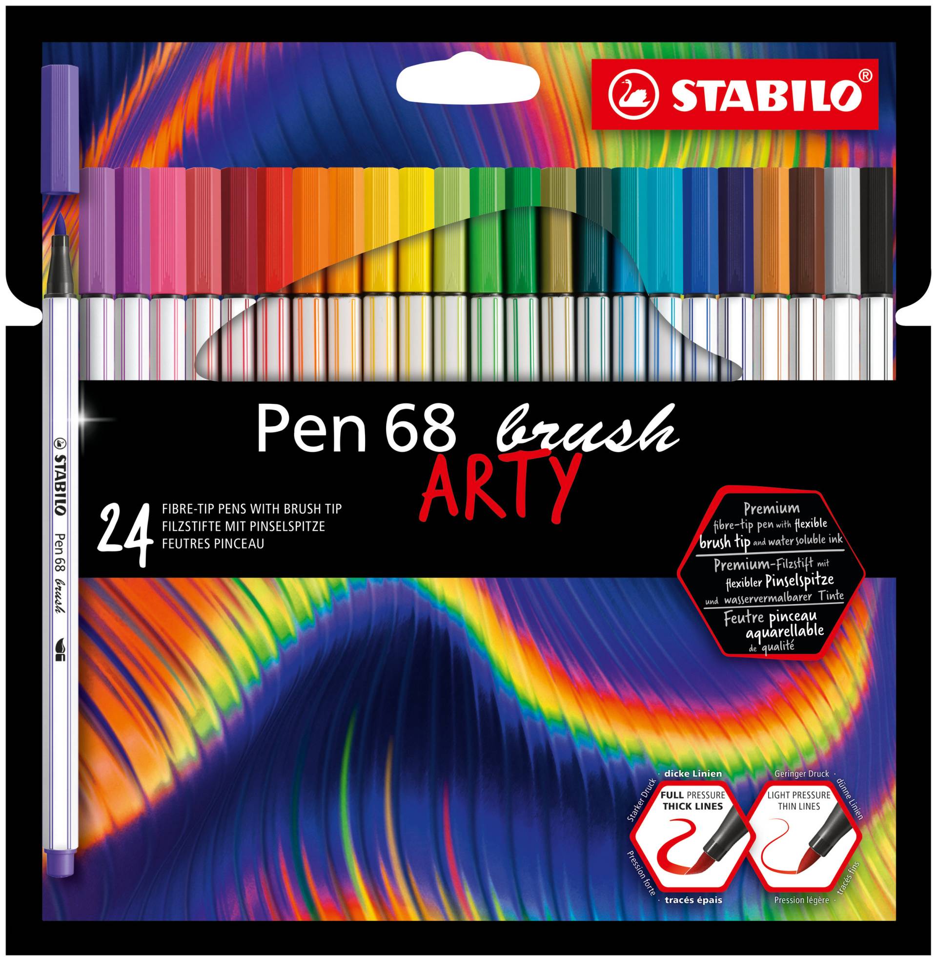 STABILO Pinselstift Pen 68 brush ARTY, 24er Kartonetui von Stabilo