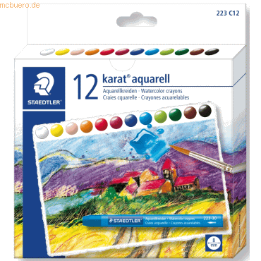 6 x Staedtler Aquarellkreide karat aquarell 94 mm 12 Farben von Staedtler