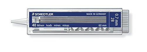 STAEDTLER 255 07-2B Mars Micro Feinminen Minendurchmesser 0.7 mm, 2B, 10 Stück (40 Feinminen) von Staedtler