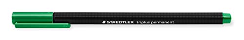 STAEDTLER 331-5 Fineliner triplus permanent (wasserfest, ergonomische Dreikantform, hohe Qualität superfeine Spitze, Linienbreite 0.3 mm, Set mit 10 Stück) grün von Staedtler