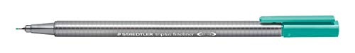 STAEDTLER 334-54 Triplus Fineliner (Dreikant, Superfeine, Metallgefasste Spitze, Linienbreite ca. 0,3 mm, 10 Stück) türkis von Staedtler