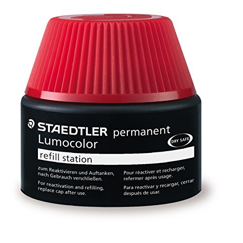 STAEDTLER 487 17-2 Lumocolor permanent Universalstift Nachfüllstation für 313/314/317/318, 15-20x Nachfüllen, rot von Staedtler