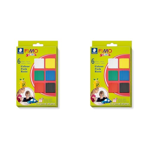 STAEDTLER 8032 01 - Fimo kids Materialpackung Colour Pack, basic, 6 x 42 g (Packung mit 2) von Staedtler