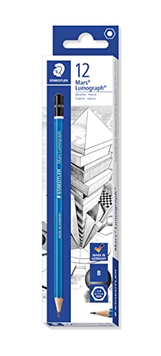 STAEDTLER Zeichenbleistift Mars Lumograph, Härtegrad B, unglaublich bruchfeste Premium-Bleistifte, hohe Qualität, spezielle Minenrezeptur, Sechskantform, 12 Bleistifte in Faltschachtel, 100-B von Staedtler