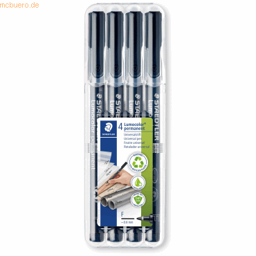 Staedtler Folienschreiber Lumocolor permanent F 4-er Etui schwarz von Staedtler