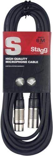 Stagg SMC6 Kabel, XLR (m) -XLR (f), Mikrofon-zu-Mischpult, 6 Meter lang, Schwarz von Stagg