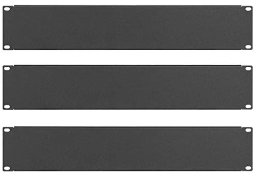 3 x 2 HE U Rackblende 483 mm 19" Stahl Schwarz Frontplatte Rackpanel Blindplatte Blindabdeckplatte Blindabdeckung (2 HE Rackblende, 3 Stück) von Stahlflex