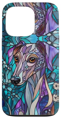 Greyhound Stained Art Stain Art Colorful Puppy Dog Teal Hülle für iPhone 13 Pro von Stained Art Effects ADC