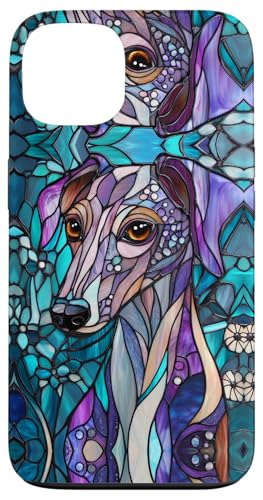 Greyhound Stained Art Stain Art Colorful Puppy Dog Teal Hülle für iPhone 13 von Stained Art Effects ADC