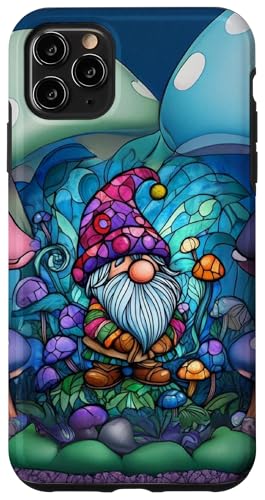 Hülle für iPhone 11 Pro Max Gnome Stained Art Effect Stain Art Purple Teal Mushrooms von Stained Art Effects ADC