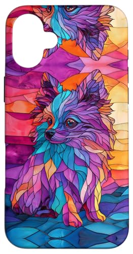 Hülle für iPhone 16 Plus Pomeranian Stained Art Stain Art Colorful Pom Puppy Dog von Stained Art Effects ADC