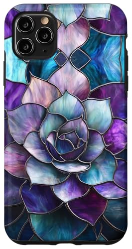 Succulent Plant Stained Art Effect Stain Art Purple Teal Hülle für iPhone 11 Pro Max von Stained Art Effects ADC