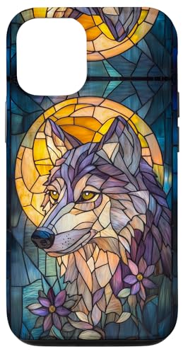 Hülle für iPhone 13 Pro Wolf Stained Glass Effect Floral Art Colorful Stain Glass von Stained Glass Effects ADC