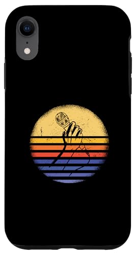 Hülle für iPhone XR Komiker im Retro-Stil, Stand-Up-Comedy bei Sonnenuntergang von Stand Up Comedy Hobby Present Comedian Apparel