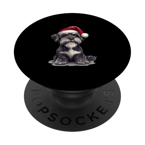 Niedlicher Standard-Schnauzer Hund Weihnachten Merry X-mas Grafik PopSockets Klebender PopGrip von Standard Schnauzer Christmas Dog Breed Designs