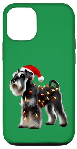 Hülle für iPhone 12/12 Pro Standard Schnauzer Weihnachtsmannmütze Weihnachtsbeleuchtung Hundebesitzer Mama von Standard Schnauzer Christmas Products