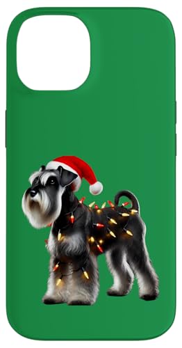 Hülle für iPhone 14 Standard Schnauzer Weihnachtsmannmütze Weihnachtsbeleuchtung Hundebesitzer Mama von Standard Schnauzer Christmas Products