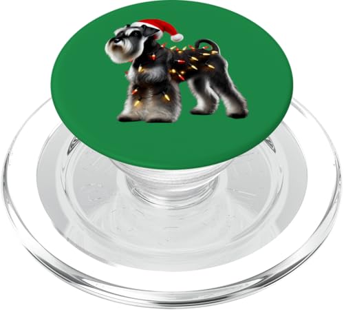 Standard Schnauzer Weihnachtsmannmütze Weihnachtsbeleuchtung Hundebesitzer Mama PopSockets PopGrip für MagSafe von Standard Schnauzer Christmas Products