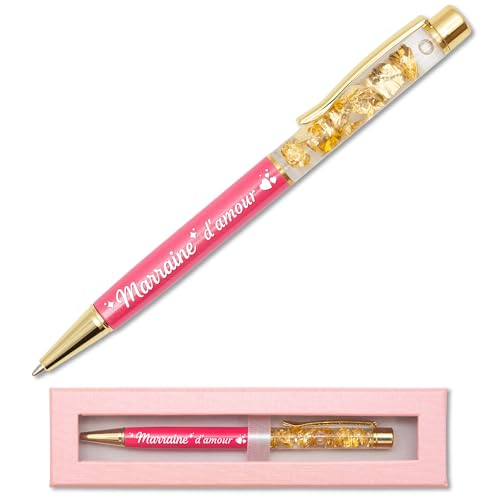 Kugelschreiber für Patentante Rose mit Goldfolie, graviert mit Schachtel, originelle Geschenkidee für Patentante – personalisierbarer Metallstift, Geschenk zur Geburt, französische Gravur Kugelschreiber für Patentante Rose mit Goldfolie, graviert mit Schachtel, originelle Geschenkidee für Patentante – personalisierbarer Metallstift, Geschenk zur Geburt, französische Gravur von StarMaker