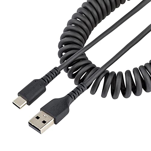 StarTech.com 1m USB A auf USB C Kabel, hochbelastbares Spiralkabel für Laden & Synchronisieren, USB 2.0 A zu Typ-C Ladekabel, robuste Aramidfaser, handy schnellladekabel (R2ACC-1M-USB-CABLE) von StarTech.com