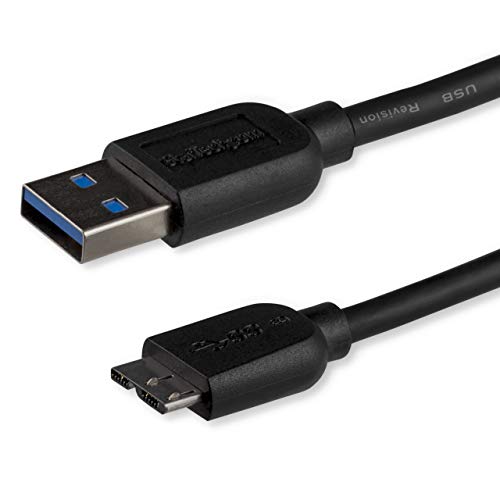 StarTech.com 3m schlankes SuperSpeed USB 3.0 A auf Micro B Kabel, St/St, USB 3.0 Anschlusskabel, Schwarz von StarTech.com