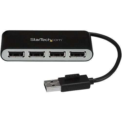 StarTech.com Mobiler 4-Port-USB 2.0-Hub mit integriertem Kabel - Kompakter Mini USB Hub von StarTech.com