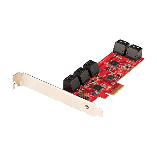 StarTech.com PCIe SATA Controller Karte - 10 Port SATA 3 Erweiterungskarte/Kontroller - 6Gbit/s - Full- und Low-Profile Blende - PCI Express Festplatten kontroller/Adapter (10P6G-PCIE-SATA-CARD) von StarTech.com