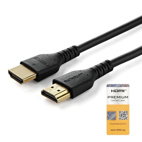 StarTech.com RHDMM1MP HDMI Kabel (1m, HDMI 2.0, 4k 60Hz, premium High Speed HDMI Kabel mit Ethernet, für Monitore oder TVs) von StarTech.com