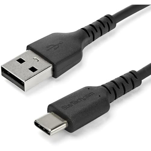 StarTech.com RUSB2AC2MB USB A auf USB C Kabel (2m, hochwertiges USB 2.0-Datenübertragungs- und Ladekabel, Aramidfaser, St/St) schwarz von StarTech.com