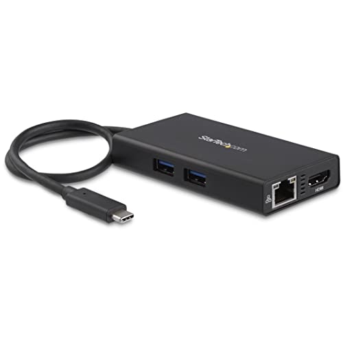 StarTech.com USB-C Multiport Adapter - USB-C Tragbare Docking station mit 4k HDMI - 60W Power Delivery Pass-Through, GbE, 2x USB-A 3.0 Hub - Tragbares Mini USB Typ-C Dock für Laptop (DKT30CHPD) von StarTech.com