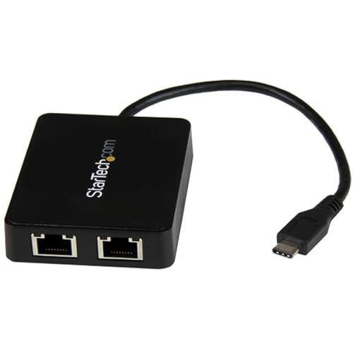 StarTech.com USB-C auf Dual Gigabit Ethernet Adapter mit USB 3.0 (Typ-A) Port - USB Typ-C Gigabit Netzwerk Adapter - USB-C Dual Port NIC/LAN Adapter - Schwarz (US1GC301AU2R) von StarTech.com