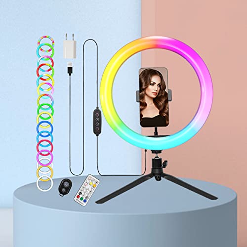 Ringlicht mit Stativ Tisch 29.5cm videokonferenz Lampe Desktop Stand Ringleuchte Fernbedienung USB Europäischer Netzstecker für Makeup Live Streaming Tiktok YouTube von Starbea