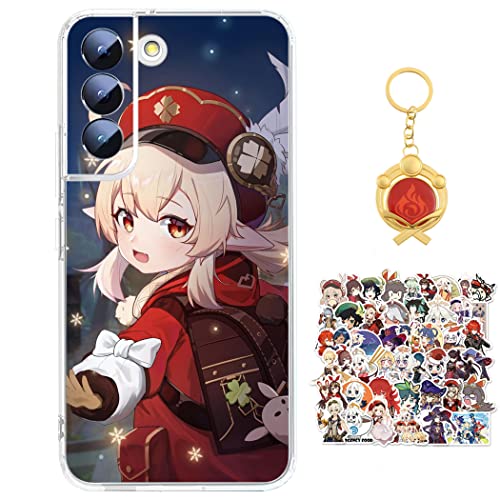 Staremeplz Genshin Impact Hülle für Xiaomi Redmi Note 11 Anime Spiel Klee Handyhülle [Mit Schlüsselbund und 50pcs Aufkleber] Cartoons Transparent Silikon Case Hülle für Xiaomi Redmi Note 11 von Staremeplz