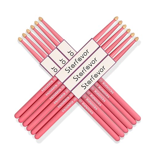 Starfavor Drumsticks für Kinder, Personalisierte Schlagzeug Sticks in Kindergröße, American Maple Wood, Leicht, Rutschfest und Langlebig, 6 Paar von Starfavor