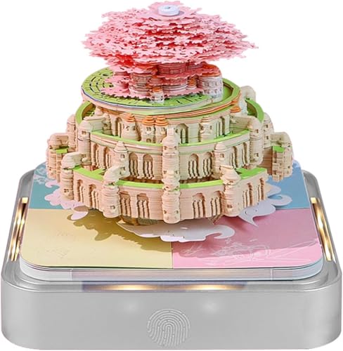 Starnearby 3D-Notizblock, 3D Kalender Abreißen 2025, 2025 Tischkalender-Notizblock mit Licht, Kreative Magic Castle Haftnotizen, Papierskulptur Desktop Ornament (Schloss im Himmel mit Licht) von Starnearby