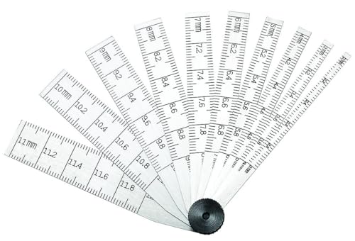 Starrett 269MA Kegellehre aus gehärtetem Stahl, 0,02 mm Teilung, 2 mm - 12 mm Bereich, 64 mm Länge, 10 Blätter von Starrett