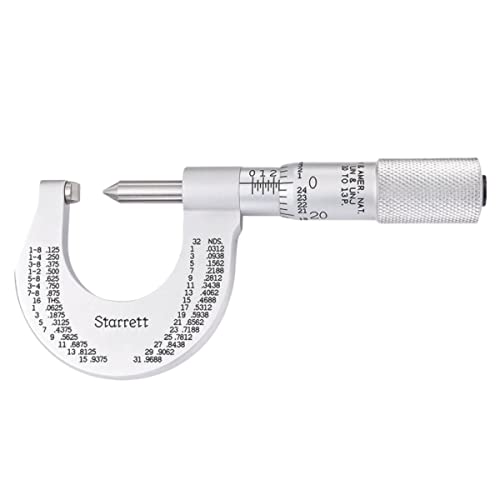 Starrett 575BP Schraubgewinde-Mikrometer, einfacher Fingerhut, 10-13 Gewinde/Zollbereich, 0,000000000000000000000000000000000000000000 von Starrett