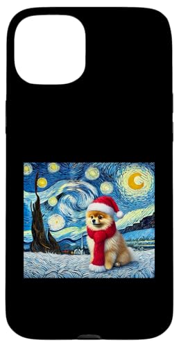 Hülle für iPhone 15 Plus Starry Night Vincent Van Gogh - Christmas Pomeranian von Starry Night Designs Store