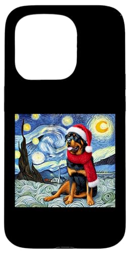 Hülle für iPhone 15 Pro Starry Night Vincent Van Gogh - Christmas Rottweiler von Starry Night Designs Store