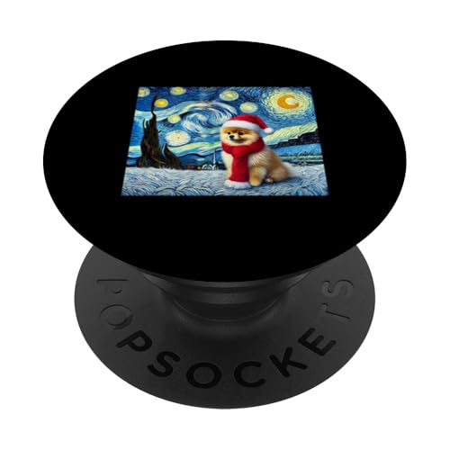 Starry Night Vincent Van Gogh - Christmas Pomeranian PopSockets Klebender PopGrip von Starry Night Designs Store