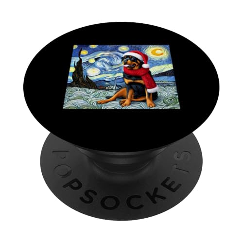 Starry Night Vincent Van Gogh - Christmas Rottweiler PopSockets Klebender PopGrip von Starry Night Designs Store