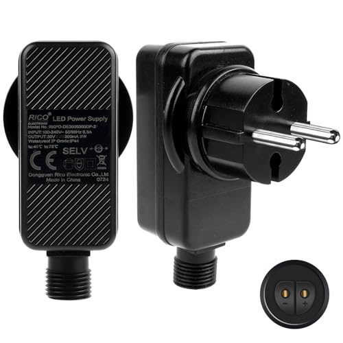 StarryEver 30V 300mA EU-Adapter EU Stecker für Lichterkette, Niederspannungs Netzteil Ersatz für LED Schlauch Lichterkette 30V 300mA 9W EU-Adapter EU Stecker von StarryEver