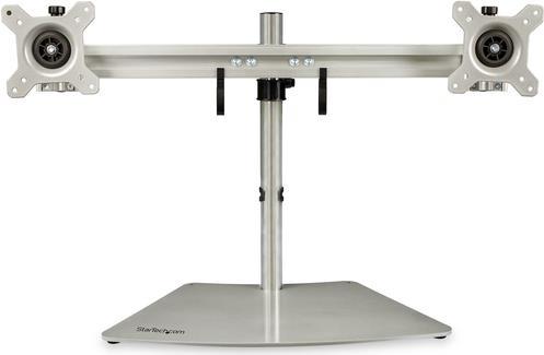 StarTech.com Dual Monitor Stand - Horizontal - F�r bis zu 24 "VESA-Monitore - Silber - Verstellbare Tischhalterung 2 Monitore (ARMDUOSS) - Aufstellung f�r 2 Monitore - Kunststoff, Aluminium, Stahl - Schwarz, Silber - Bildschirmgr��e: 61 cm (24") - Schreibtisch von Startech